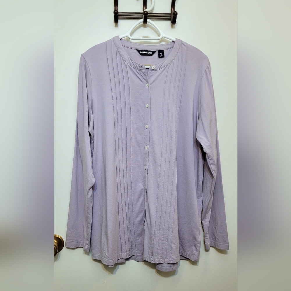 Lands' End Lavender Button-Up Long Sleeve shirt